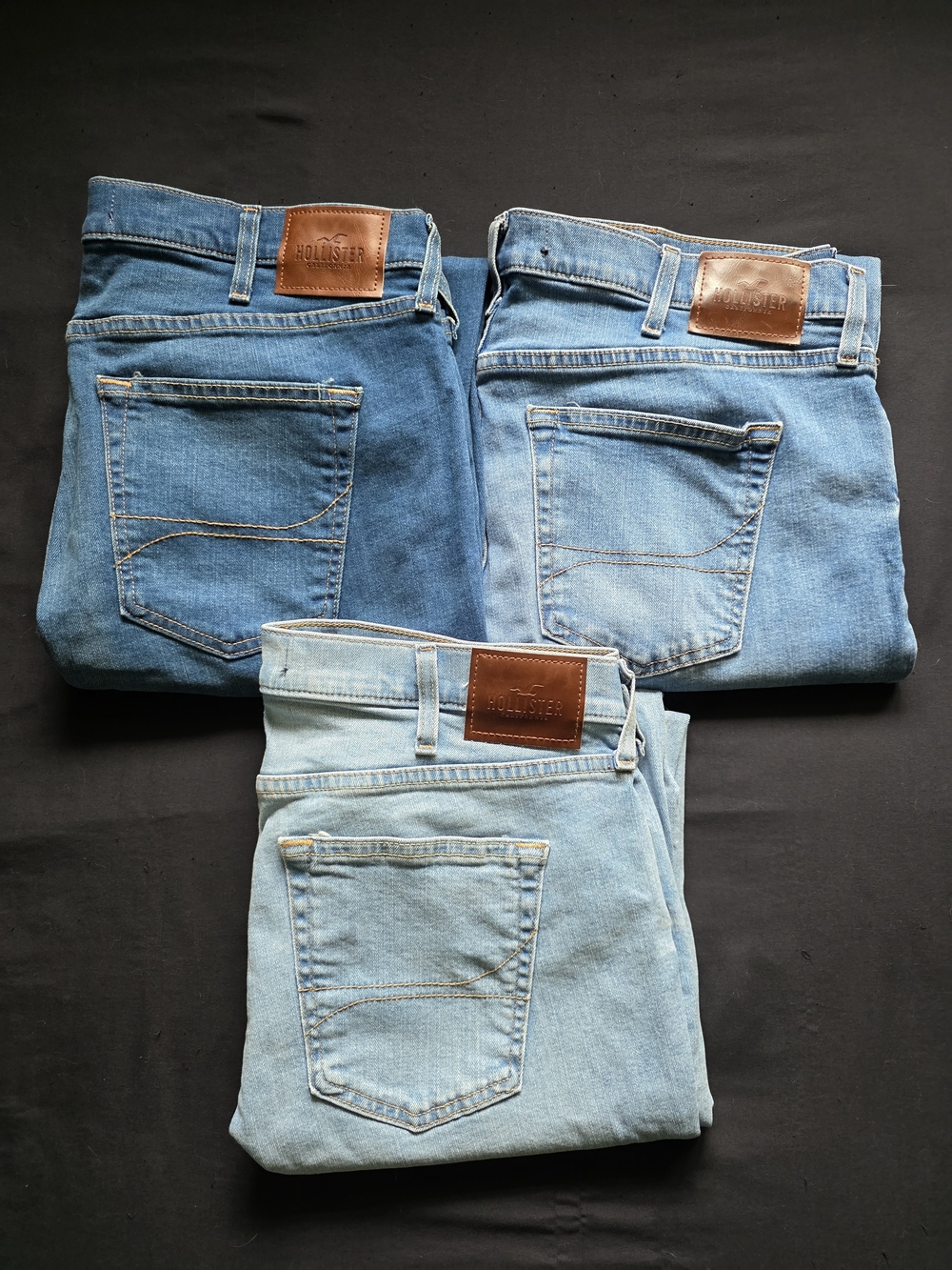 Hollister Bundle Men’s Blue Denim Jeans Slim Straight 36x32 Epic Flex 3 Pairs